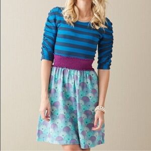 NEW Matilda Jane It's A Wonderful Parade Lydia Dress Blue Stripe Floral small